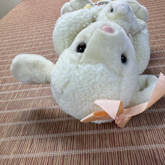 Vtg Chosun Lamb Plush Stuffed Animal Mom & Baby Floral Pouch Sheep‎ Pretend Play - Picture 7 of 8